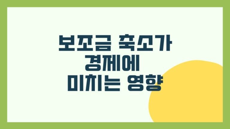 정부 보조금 축소가 경제에 미치는 영향