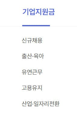 기업지원금 신규채용 리스트